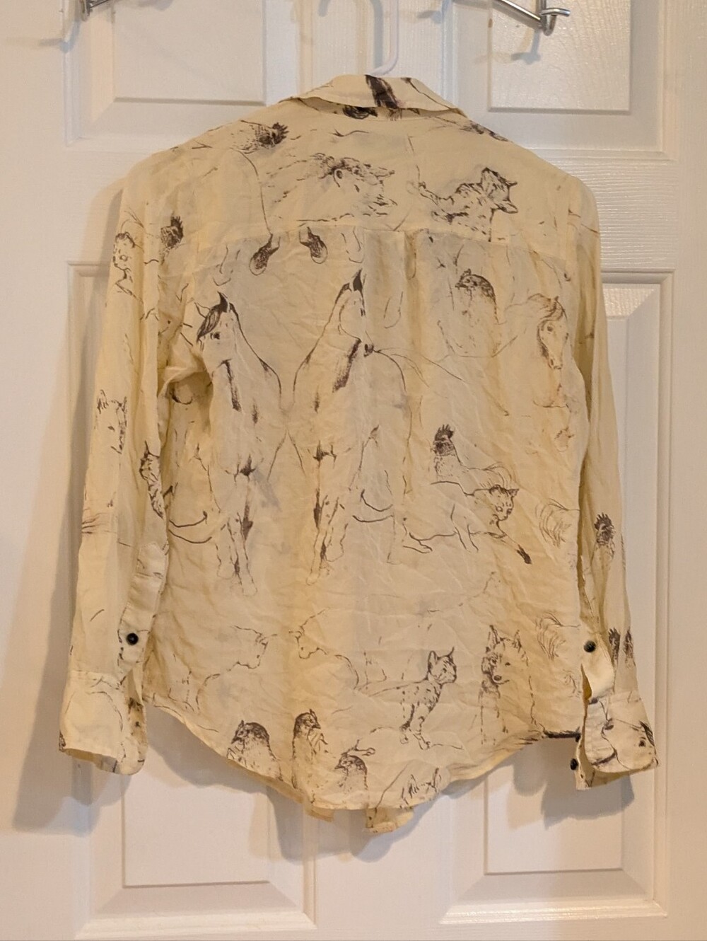Madewell Cream Horse-Print Button-Up Shirt - Picture 2 of 3